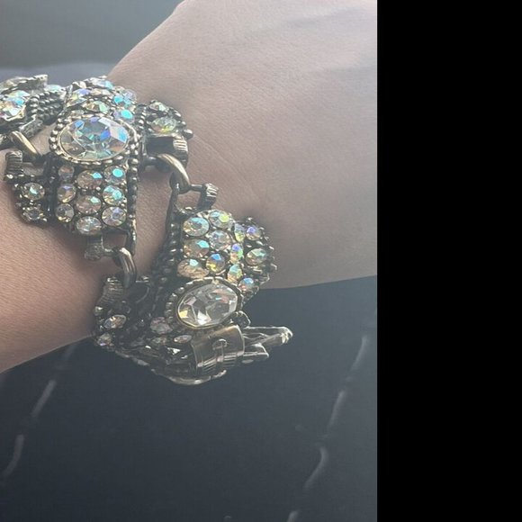 Juliana DeLizza & Elster Aurora Borealis Encrusted Chunky Gunmetal Bracelet - Picture 6 of 12